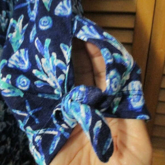 Casey Key top blues & white V neck lightweight soft stretchy tie sleeves sz 1x - Picture 5 of 8